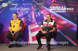 (L to R): Zak Brown (USA) McLaren Executive Director and Frederic Vasseur (FRA) Alfa Romeo F1 Team Team Principal in the FIA Press Conference. 18.06.2022. Formula 1 World Championship, Rd 9, Canadian Grand Prix, Montreal, Canada, Qualifying Day.