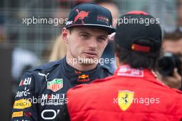 Pole sitter Max Verstappen (NLD) Red Bull Racing in qualifying parc ferme with Carlos Sainz Jr (ESP) Ferrari. 18.06.2022. Formula 1 World Championship, Rd 9, Canadian Grand Prix, Montreal, Canada, Qualifying Day.