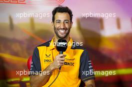 Daniel Ricciardo (AUS) McLaren in the FIA Press Conference. 20.05.2022 Formula 1 World Championship, Rd 6, Spanish Grand Prix, Barcelona, Spain, Practice Day.