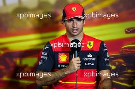 Carlos Sainz Jr (ESP) Ferrari in the FIA Press Conference. 20.05.2022 Formula 1 World Championship, Rd 6, Spanish Grand Prix, Barcelona, Spain, Practice Day.