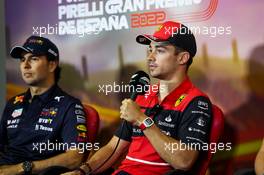 Charles Leclerc (MON) Ferrari and Sergio Perez (MEX) Red Bull Racing in the FIA Press Conference. 20.05.2022 Formula 1 World Championship, Rd 6, Spanish Grand Prix, Barcelona, Spain, Practice Day.