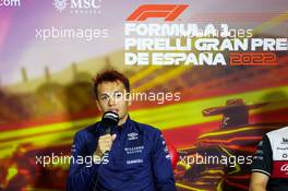 Alexander Albon (THA) Williams Racing in the FIA Press Conference. 20.05.2022 Formula 1 World Championship, Rd 6, Spanish Grand Prix, Barcelona, Spain, Practice Day.