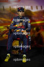 Sergio Perez (MEX) Red Bull Racing in the post race FIA Press Conference. 22.05.2022. Formula 1 World Championship, Rd 6, Spanish Grand Prix, Barcelona, Spain, Race Day.