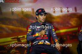 Sergio Perez (MEX) Red Bull Racing in the post race FIA Press Conference. 22.05.2022. Formula 1 World Championship, Rd 6, Spanish Grand Prix, Barcelona, Spain, Race Day.