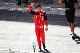 Charles Leclerc (MON) Ferrari waves to the fans after he retired from the race. 22.05.2022. Formula 1 World Championship, Rd 6, Spanish Grand Prix, Barcelona, Spain, Race Day.