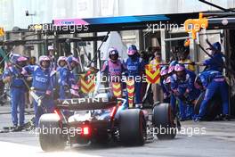 Esteban Ocon (FRA) Alpine F1 Team A522 pit stop. 22.05.2022. Formula 1 World Championship, Rd 6, Spanish Grand Prix, Barcelona, Spain, Race Day.
