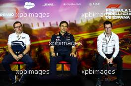 (L to R): Jody Egginton (GBR) AlphaTauri Technical Director; Pierre Wache (FRA) Red Bull Racing Technical Director; and Mike Elliott (GBR) Mercedes AMG F1 Technical Director, in the FIA Press Conference. 21.05.2022. Formula 1 World Championship, Rd 6, Spanish Grand Prix, Barcelona, Spain, Qualifying Day.