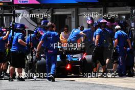 Fernando Alonso (ESP) Alpine F1 Team A522 in the pits. 21.05.2022. Formula 1 World Championship, Rd 6, Spanish Grand Prix, Barcelona, Spain, Qualifying Day.