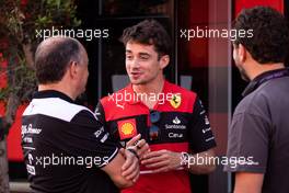 Charles Leclerc (MON) Ferrari with Frederic Vasseur (FRA) Alfa Romeo F1 Team Team Principal. 19.05.2022. Formula 1 World Championship, Rd 6, Spanish Grand Prix, Barcelona, Spain, Preparation Day.