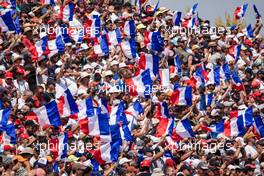 Circuit atmosphere - fans in the grandstand with flags. 24.07.2022. Formula 1 World Championship, Rd 12, French Grand Prix, Paul Ricard, France, Race Day.