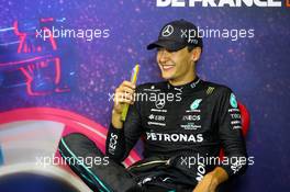 George Russell (GBR) Mercedes AMG F1 in the post race FIA Press Conference. 24.07.2022. Formula 1 World Championship, Rd 12, French Grand Prix, Paul Ricard, France, Race Day.