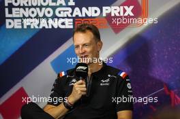 Laurent Rossi (FRA) Alpine Chief Executive Officer in the FIA Press Conference. 23.07.2022. Formula 1 World Championship, Rd 12, French Grand Prix, Paul Ricard, France, Qualifying Day.