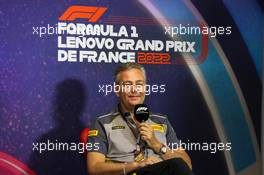 Mario Isola (ITA) Pirelli Racing Manager in the FIA Press Conference. 23.07.2022. Formula 1 World Championship, Rd 12, French Grand Prix, Paul Ricard, France, Qualifying Day.