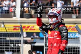 Charles Leclerc (MON) Ferrari celebrates his pole position in qualifying parc ferme. 23.07.2022. Formula 1 World Championship, Rd 12, French Grand Prix, Paul Ricard, France, Qualifying Day.