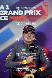Max Verstappen (NLD) Red Bull Racing in the post qualifying FIA Press Conference. 23.07.2022. Formula 1 World Championship, Rd 12, French Grand Prix, Paul Ricard, France, Qualifying Day.