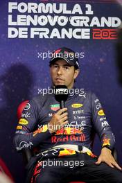 Sergio Perez (MEX) Red Bull Racing in the post qualifying FIA Press Conference. 23.07.2022. Formula 1 World Championship, Rd 12, French Grand Prix, Paul Ricard, France, Qualifying Day.