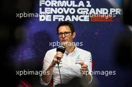 Andrew Shovlin (GBR) Mercedes AMG F1 Trackside Engineering Director in the FIA Press Conference. 23.07.2022. Formula 1 World Championship, Rd 12, French Grand Prix, Paul Ricard, France, Qualifying Day.