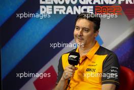James Key (GBR) McLaren Technical Director in the FIA Press Conference. 23.07.2022. Formula 1 World Championship, Rd 12, French Grand Prix, Paul Ricard, France, Qualifying Day.