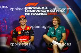 (L to R): Charles Leclerc (MON) Ferrari and Sebastian Vettel (GER) Aston Martin F1 Team in the FIA Press Conference. 21.07.2022. Formula 1 World Championship, Rd 12, French Grand Prix, Paul Ricard, France, Preparation Day.