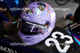 The helmet of Alexander Albon (THA) Williams Racing FW44. 01.07.2022. Formula 1 World Championship, Rd 10, British Grand Prix, Silverstone, England, Practice Day.