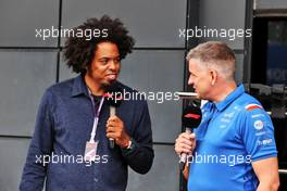 (L to R): Sam Collins (GBR) F1 Digital Technical Expert with Matt Harman (GBR) Alpine F1 Team Technical Director. 01.07.2022. Formula 1 World Championship, Rd 10, British Grand Prix, Silverstone, England, Practice Day.