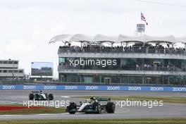 Lewis Hamilton (GBR) Mercedes AMG F1 W13 leads team mate George Russell (GBR) Mercedes AMG F1 W13. 01.07.2022. Formula 1 World Championship, Rd 10, British Grand Prix, Silverstone, England, Practice Day.