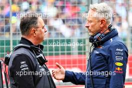 (L to R): Ron Meadows (GBR) Mercedes GP Team Manager with Jonathan Wheatley (GBR) Red Bull Racing Team Manager. 01.07.2022. Formula 1 World Championship, Rd 10, British Grand Prix, Silverstone, England, Practice Day.
