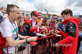 Charles Leclerc (MON) Ferrari with fans. 01.07.2022. Formula 1 World Championship, Rd 10, British Grand Prix, Silverstone, England, Practice Day.