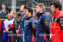 Max Verstappen (NLD) Red Bull Racing as the grid observes the national anthem. 03.07.2022. Formula 1 World Championship, Rd 10, British Grand Prix, Silverstone, England, Race Day.