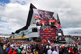 The podium (L to R): Sergio Perez (MEX) Red Bull Racing, second; Carlos Sainz Jr (ESP) Ferrari, race winner; Lewis Hamilton (GBR) Mercedes AMG F1, third. 03.07.2022. Formula 1 World Championship, Rd 10, British Grand Prix, Silverstone, England, Race Day.