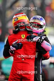 Race winner Carlos Sainz Jr (ESP) Ferrari (Right) celebrates in parc ferme with Fernando Alonso (ESP) Alpine F1 Team. 03.07.2022. Formula 1 World Championship, Rd 10, British Grand Prix, Silverstone, England, Race Day.