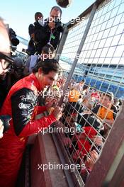 Race winner Carlos Sainz Jr (ESP) Ferrari with fans. 03.07.2022. Formula 1 World Championship, Rd 10, British Grand Prix, Silverstone, England, Race Day.