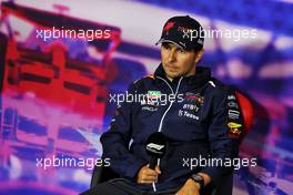 Sergio Perez (MEX) Red Bull Racing in the post race FIA Press Conference. 03.07.2022. Formula 1 World Championship, Rd 10, British Grand Prix, Silverstone, England, Race Day.