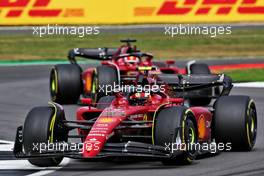 Carlos Sainz Jr (ESP) Ferrari F1-75 leads team mate Charles Leclerc (MON) Ferrari F1-75. 03.07.2022. Formula 1 World Championship, Rd 10, British Grand Prix, Silverstone, England, Race Day.