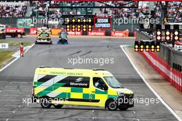 Ambulance on the circuit after the race was stopped. 03.07.2022. Formula 1 World Championship, Rd 10, British Grand Prix, Silverstone, England, Race Day.