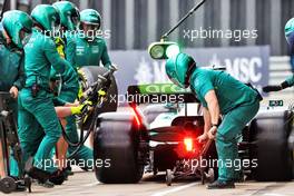Lance Stroll (CDN) Aston Martin F1 Team AMR22 practices a pit stop. 02.07.2022. Formula 1 World Championship, Rd 10, British Grand Prix, Silverstone, England, Qualifying Day.