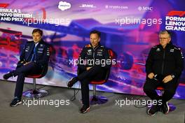 (L to R): Jost Capito (GER) Williams Racing Chief Executive Officer; Christian Horner (GBR) Red Bull Racing Team Principal; and Otmar Szafnauer (USA) Alpine F1 Team, Team Principal, in the FIA Press Conference. 02.07.2022. Formula 1 World Championship, Rd 10, British Grand Prix, Silverstone, England, Qualifying Day.