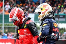Charles Leclerc (MON) Ferrari F1-75 and Max Verstappen (NLD) Red Bull Racing RB18. 02.07.2022. Formula 1 World Championship, Rd 10, British Grand Prix, Silverstone, England, Qualifying Day.