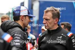 (L to R): Esteban Ocon (FRA) Alpine F1 Team with Laurent Rossi (FRA) Alpine Chief Executive Officer. 02.07.2022. Formula 1 World Championship, Rd 10, British Grand Prix, Silverstone, England, Qualifying Day.