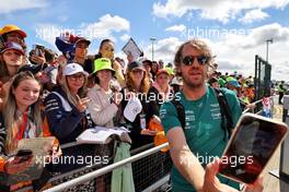 Sebastian Vettel (GER) Aston Martin F1 Team with fans. 03.07.2022. Formula 1 World Championship, Rd 10, British Grand Prix, Silverstone, England, Race Day.