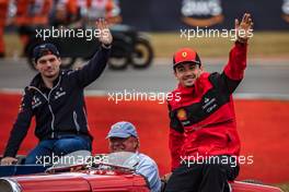 Charles Leclerc (MON) Ferrari and Max Verstappen (NLD) Red Bull Racing on the drivers parade. 03.07.2022. Formula 1 World Championship, Rd 10, British Grand Prix, Silverstone, England, Race Day.