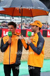 (L to R): Lando Norris (GBR) McLaren with team mate Daniel Ricciardo (AUS) McLaren. 30.06.2022. Formula 1 World Championship, Rd 10, British Grand Prix, Silverstone, England, Preparation Day.