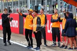 (L to R): Daniel Ricciardo (AUS) McLaren with team mate Lando Norris (GBR) McLaren. 30.06.2022. Formula 1 World Championship, Rd 10, British Grand Prix, Silverstone, England, Preparation Day.