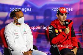 (L to R): Lewis Hamilton (GBR) Mercedes AMG F1 and Pierre Gasly (FRA) AlphaTauri in the FIA Press Conference. 30.06.2022. Formula 1 World Championship, Rd 10, British Grand Prix, Silverstone, England, Preparation Day.