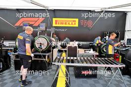 Pirelli technicians in the paddock. 30.06.2022. Formula 1 World Championship, Rd 10, British Grand Prix, Silverstone, England, Preparation Day.