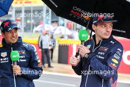 (L to R): Sergio Perez (MEX) Red Bull Racing and Max Verstappen (NLD) Red Bull Racing. 30.06.2022. Formula 1 World Championship, Rd 10, British Grand Prix, Silverstone, England, Preparation Day.