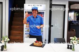 Fernando Alonso (ESP) Alpine F1 Team celebrates his birthday with a cake. 29.07.2022. Formula 1 World Championship, Rd 13, Hungarian Grand Prix, Budapest, Hungary, Practice Day.