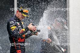Race winner Max Verstappen (NLD) Red Bull Racing celebrates on the podium. 31.07.2022. Formula 1 World Championship, Rd 13, Hungarian Grand Prix, Budapest, Hungary, Race Day.