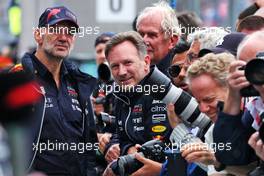 (L to R): Adrian Newey (GBR) Red Bull Racing Chief Technical Officer and Christian Horner (GBR) Red Bull Racing Team Principal in parc ferme. 31.07.2022. Formula 1 World Championship, Rd 13, Hungarian Grand Prix, Budapest, Hungary, Race Day.
