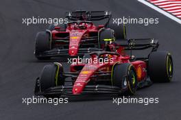 Carlos Sainz Jr (ESP), Scuderia Ferrari and Charles Leclerc (FRA), Scuderia Ferrari  31.07.2022. Formula 1 World Championship, Rd 13, Hungarian Grand Prix, Budapest, Hungary, Race Day.